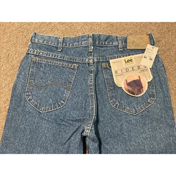 Vintage 80s Mens 34x30 Lee Riders Straight Leg Reg Fit Union Made Denim Jeans - Picture 6 of 12